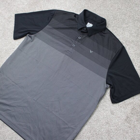 Callaway Opti-Dri Polo Shirt Mens Medium Gray/Black Golf Short Sleeve Pullover - Picture 3 of 12